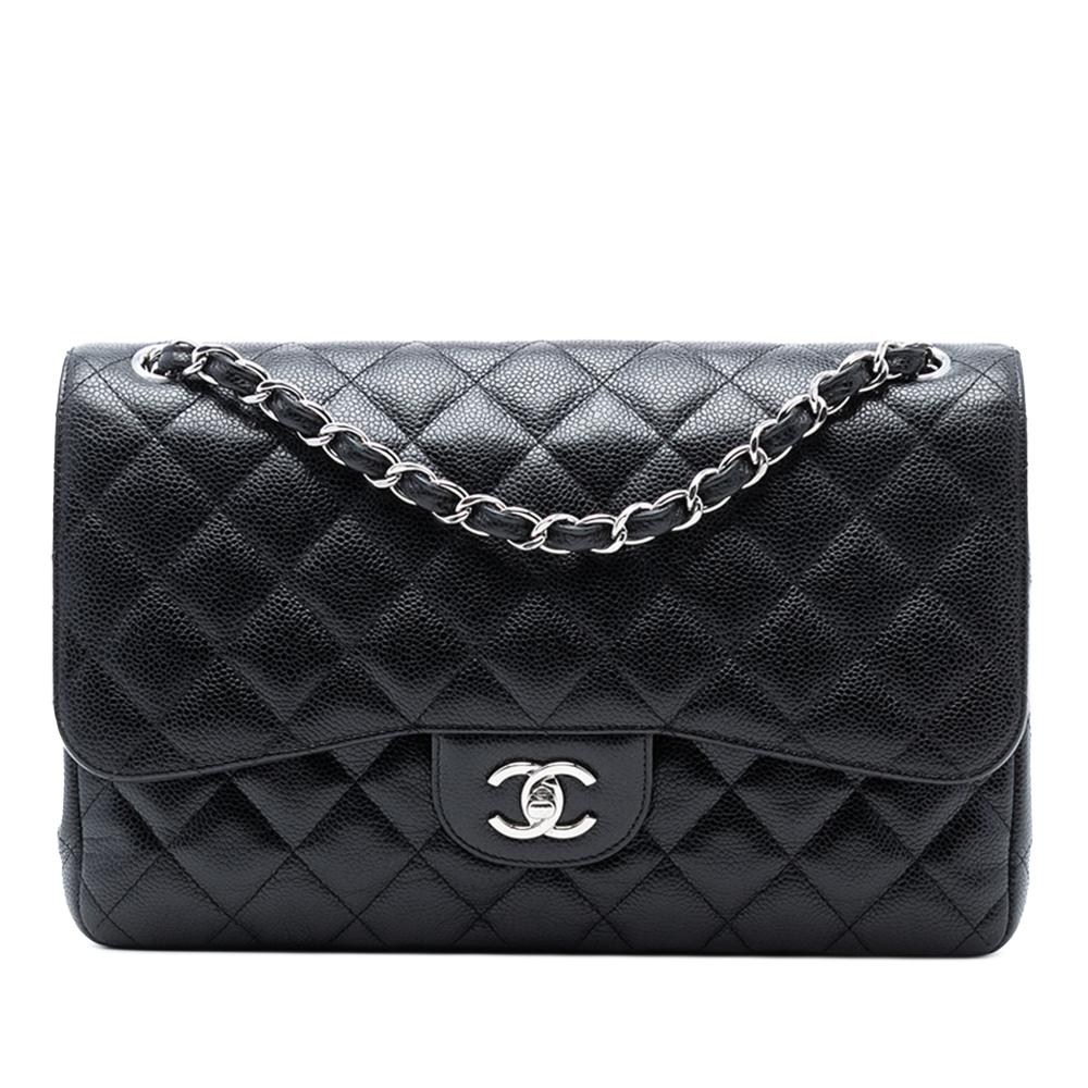 Chanel B Chanel Black Caviar Leather Leather Jumbo Classic Caviar Double Flap Italy