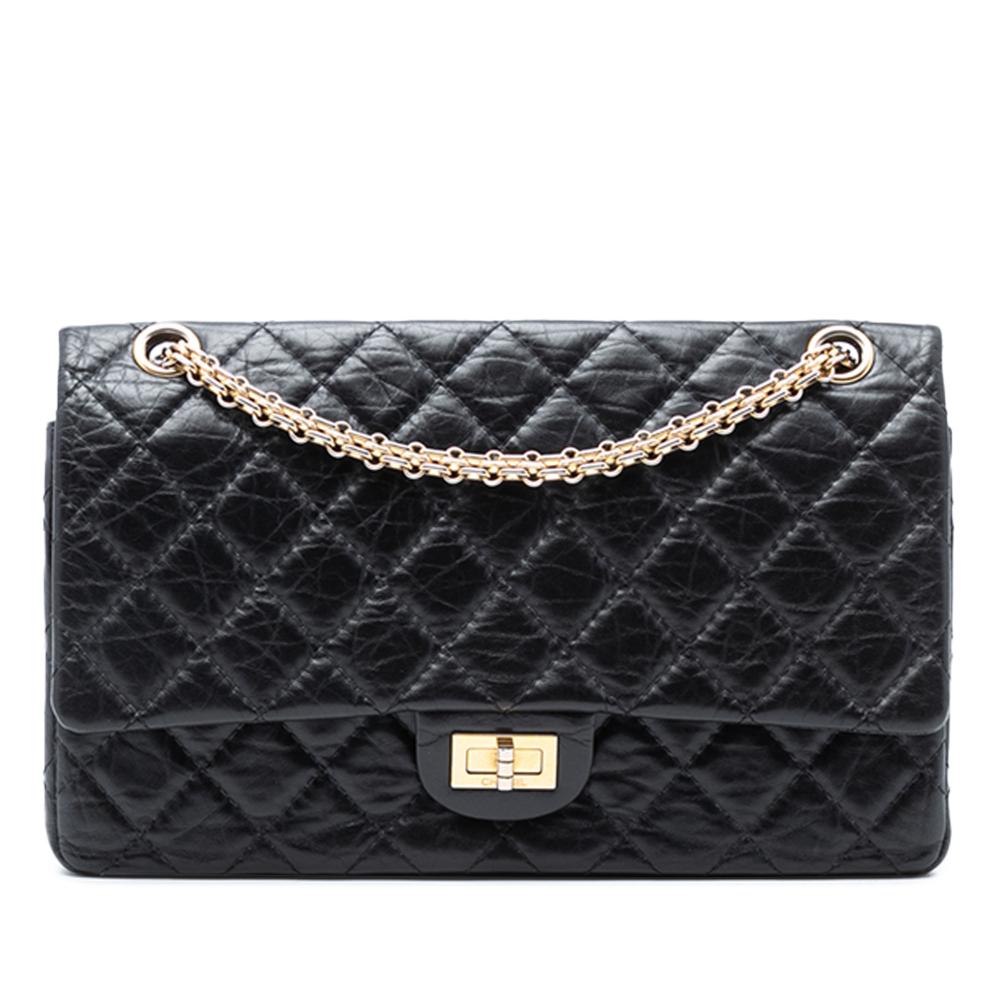 Chanel B Chanel Black Calf Leather Reissue 2.55 Aged skin Double Flap 226 France