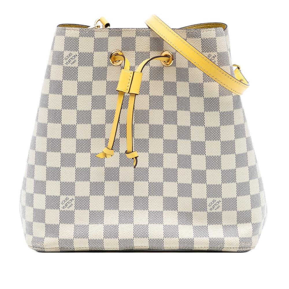 Louis Vuitton B Louis Vuitton White with Yellow Damier Canvas Fabric Damier Azur Neonoe MM France