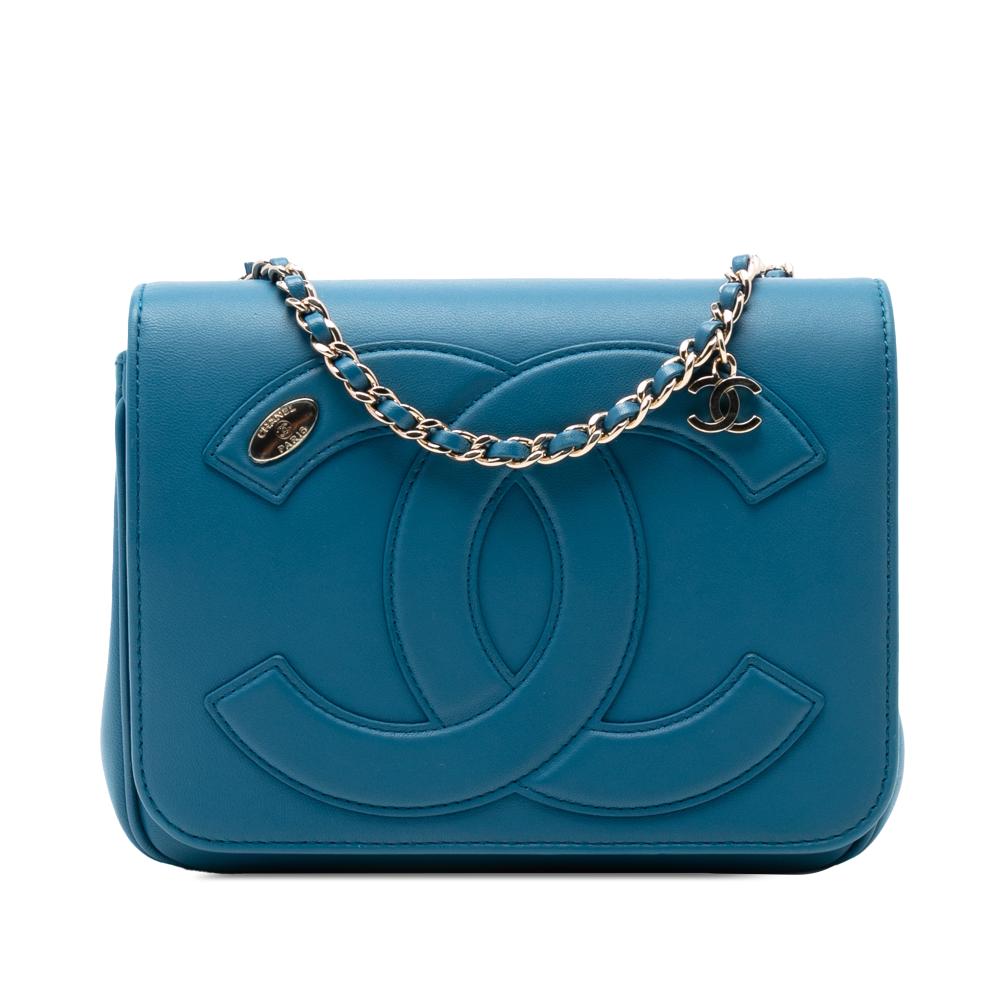 Chanel AB Chanel Blue Lambskin Leather Leather Lambskin CC Mania Flap Italy