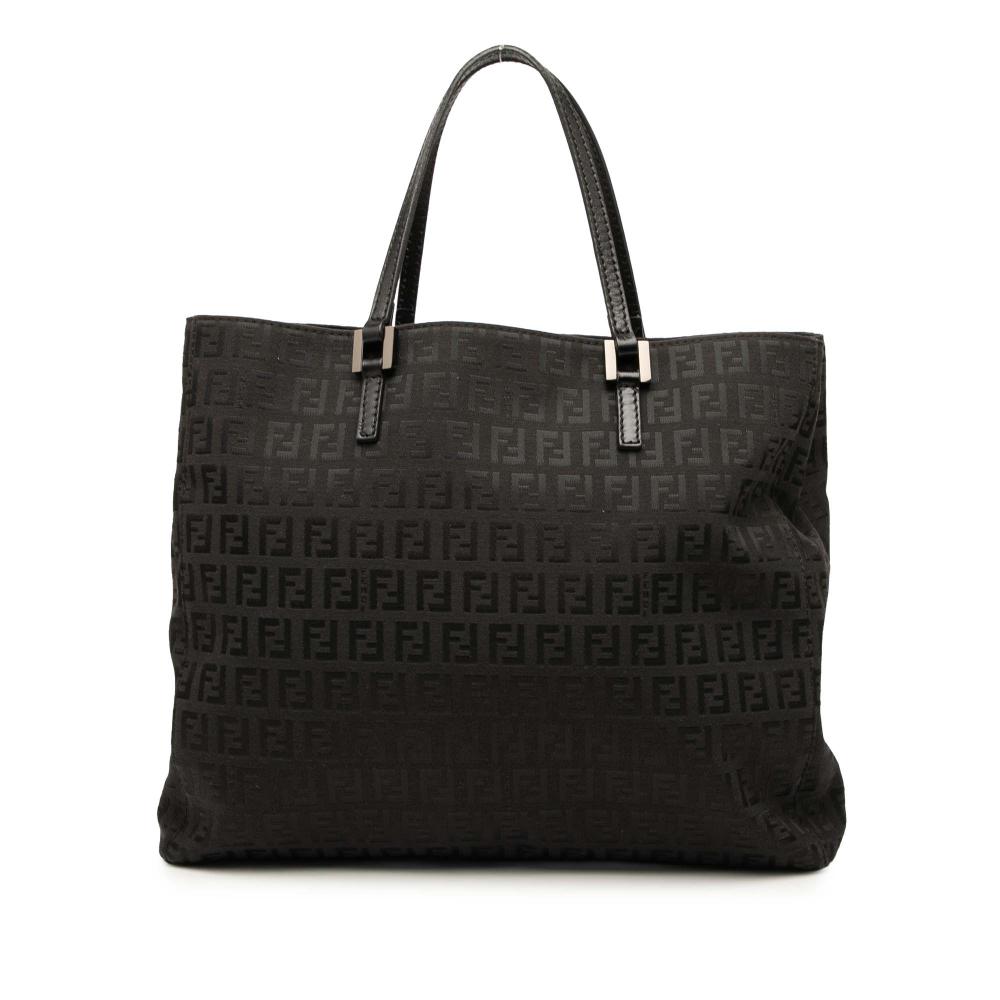 Fendi B Fendi Black Canvas Fabric Zucchino Tote Italy