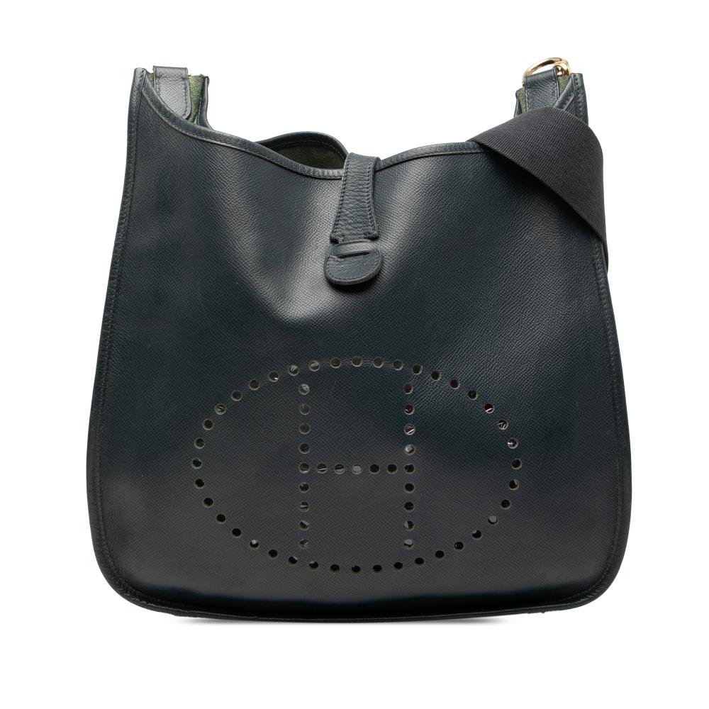 Hermès B Hermès Blue Navy Calf Leather Clemence Evelyne GM France