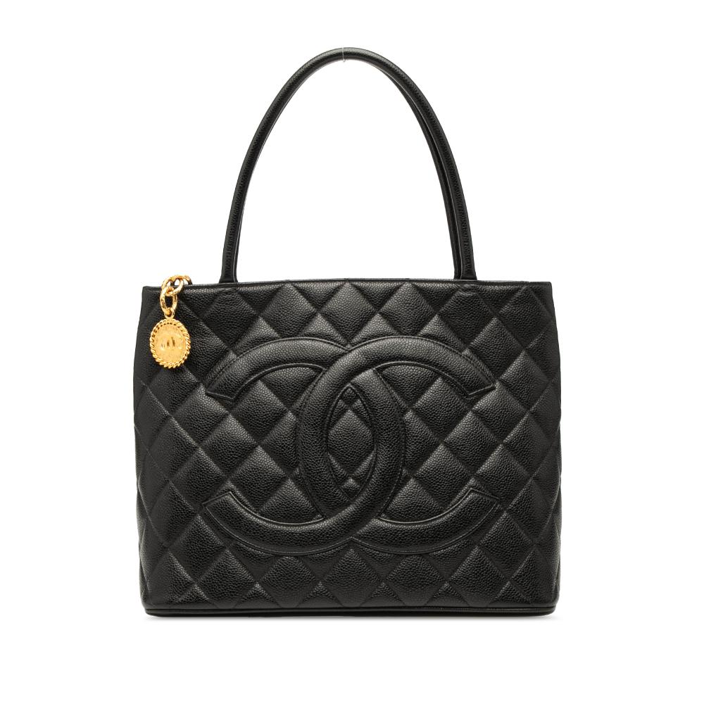 Chanel AB Chanel Black Caviar Leather Leather Caviar Medallion Tote France