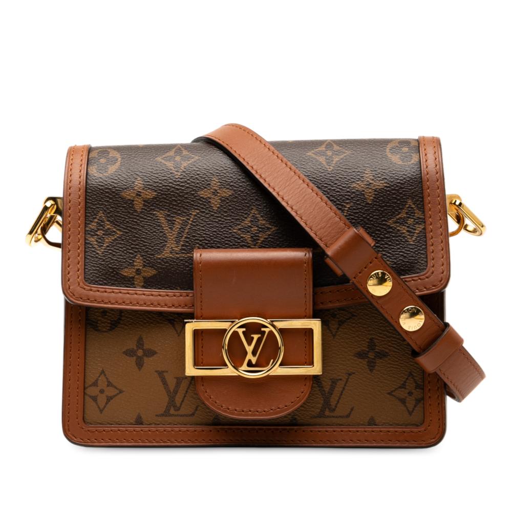 Louis Vuitton B Louis Vuitton Brown Monogram Canvas Fabric Monogram Reverse Mini Dauphine Italy