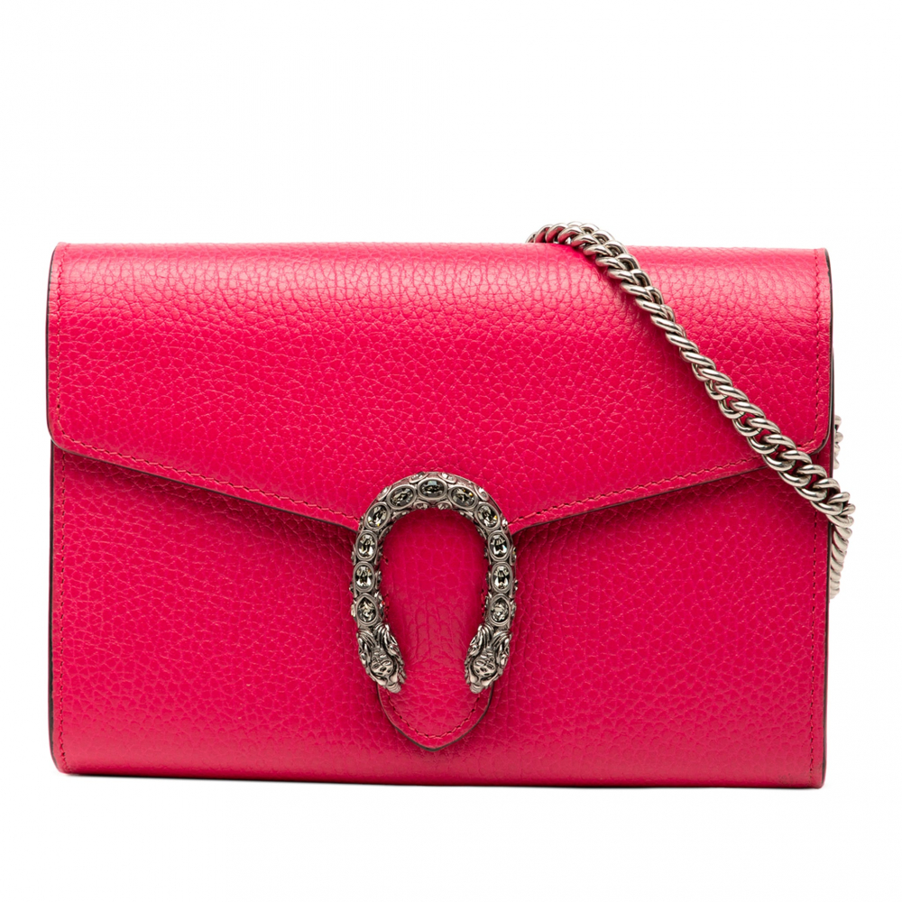 Gucci Dionysus Mini Leather Wallet on Chain Handbag Pink