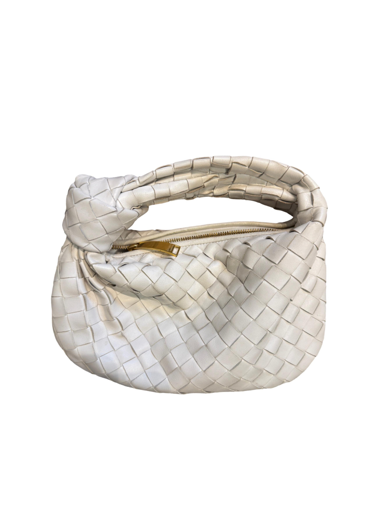 Bottega Veneta Mini Jodie White Intrecciato Nappa Leather