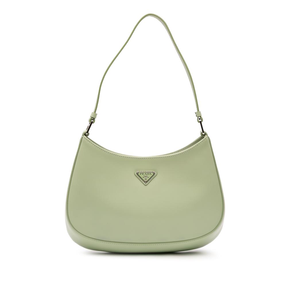 Prada B Prada Green Light Green Calf Leather Spazzolato Cleo Shoulder Bag Italy