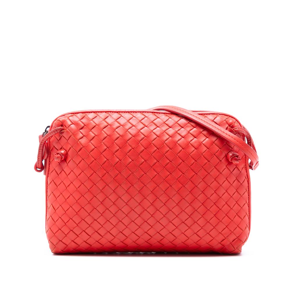 Bottega Veneta B Bottega Veneta Red Nappa Leather Leather Nappa Intrecciato Nodini Crossbody Italy