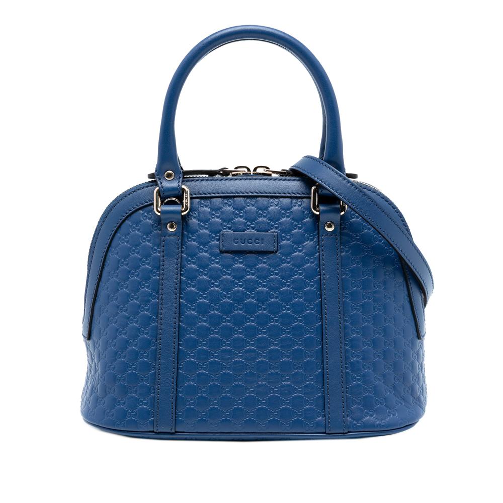 Gucci AB Gucci Blue Calf Leather Mini Microguccissima Dome Satchel Italy