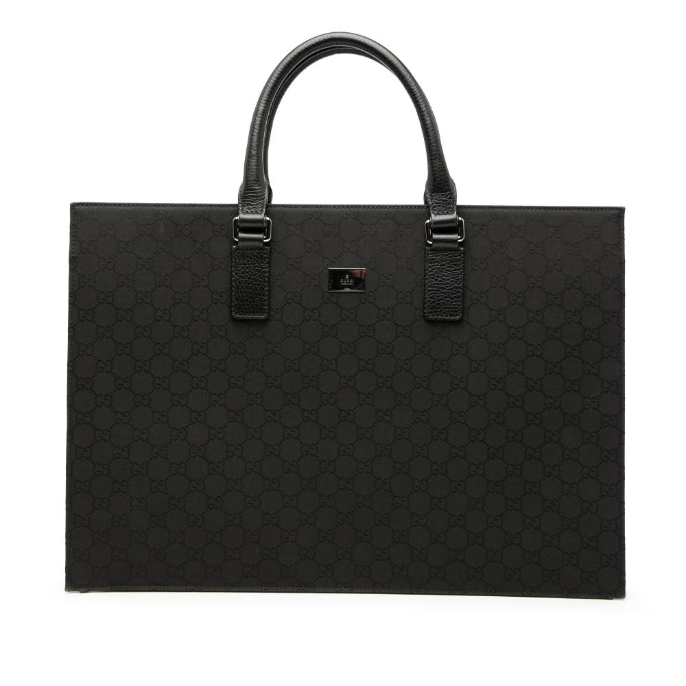 Gucci B Gucci Black Nylon Fabric GG Executive Business Bag Italy