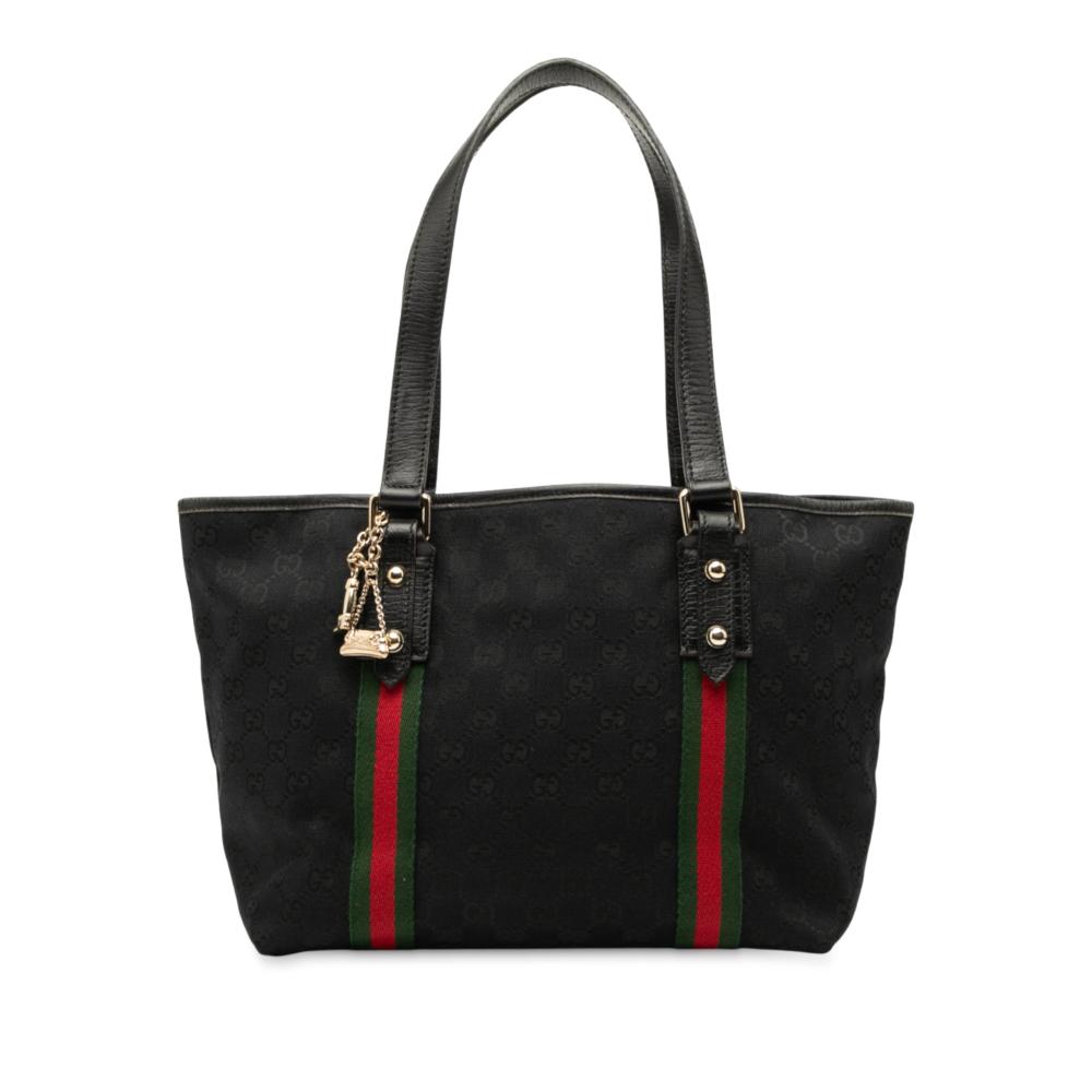 Gucci B Gucci Black Canvas Fabric GG Jolicoeur Tote Italy