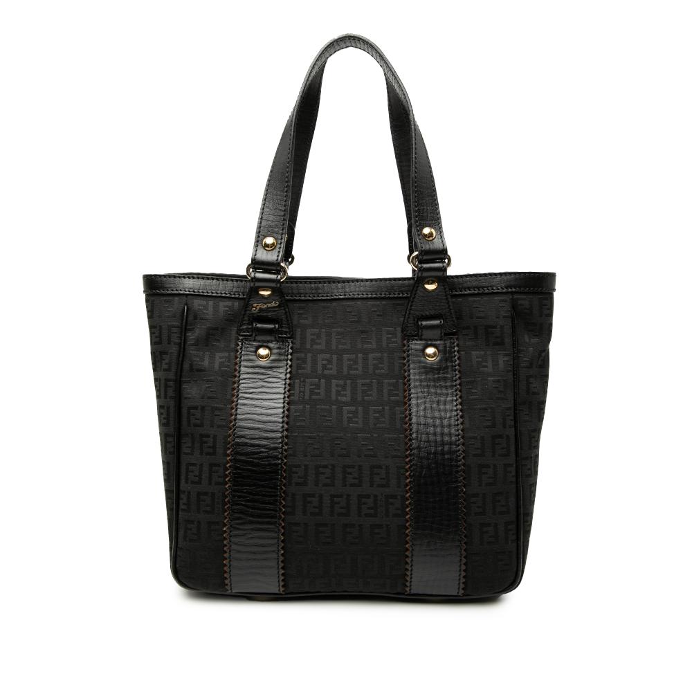 Fendi B Fendi Black Canvas Fabric Zucchino Tote Italy