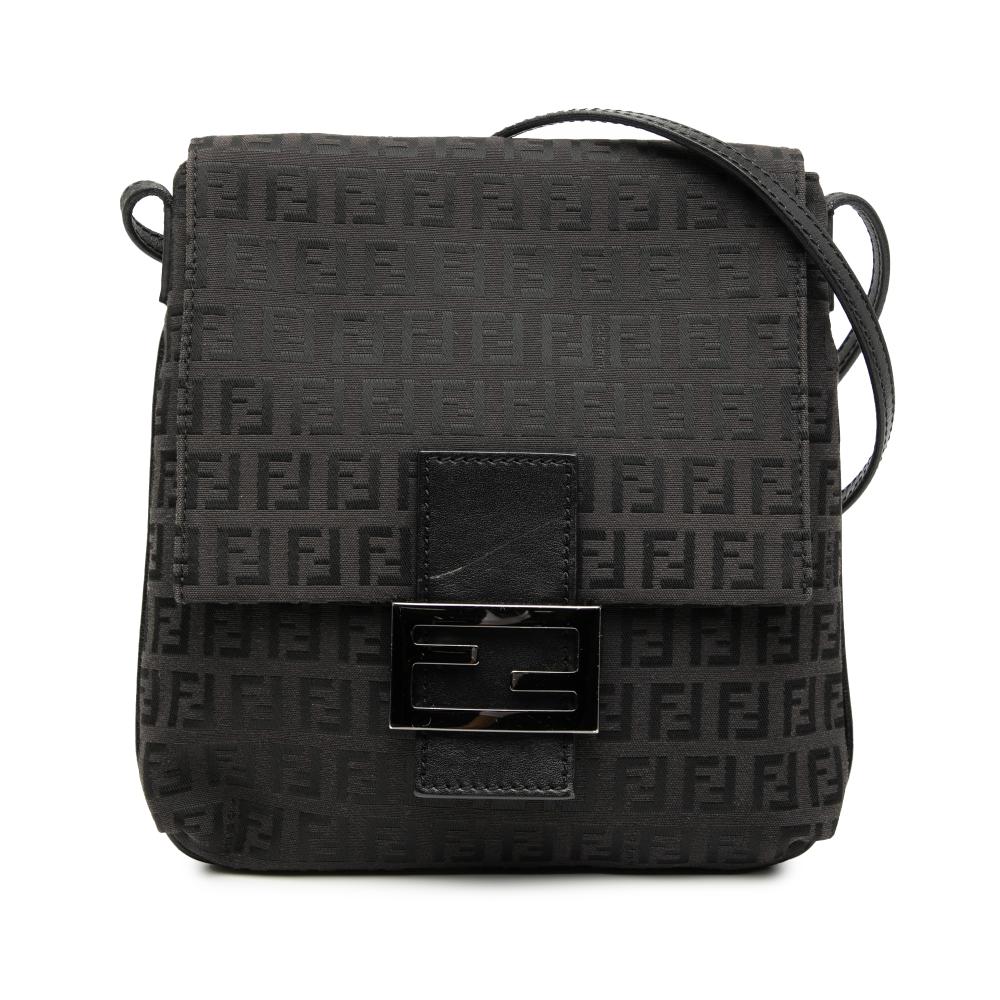 Fendi B Fendi Black Canvas Fabric Zucchino Crossbody Italy