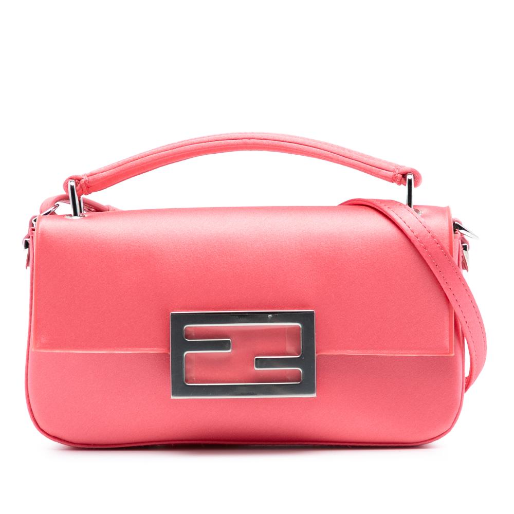 Fendi AB Fendi Pink Dark Pink Satin Fabric Phone Pouch Baguette Satchel Italy