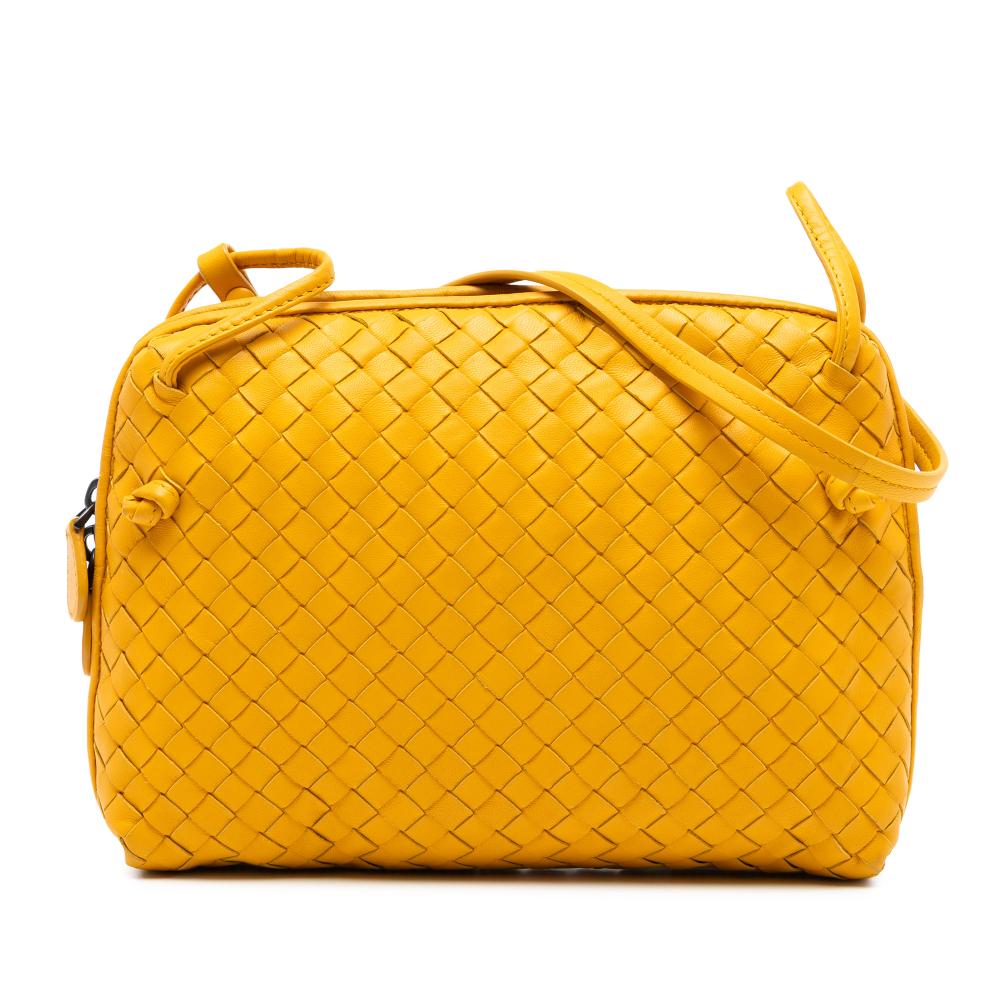 Bottega Veneta AB Bottega Veneta Yellow Mustard Nappa Leather Leather Nappa Intrecciato Nodini Crossbody Italy