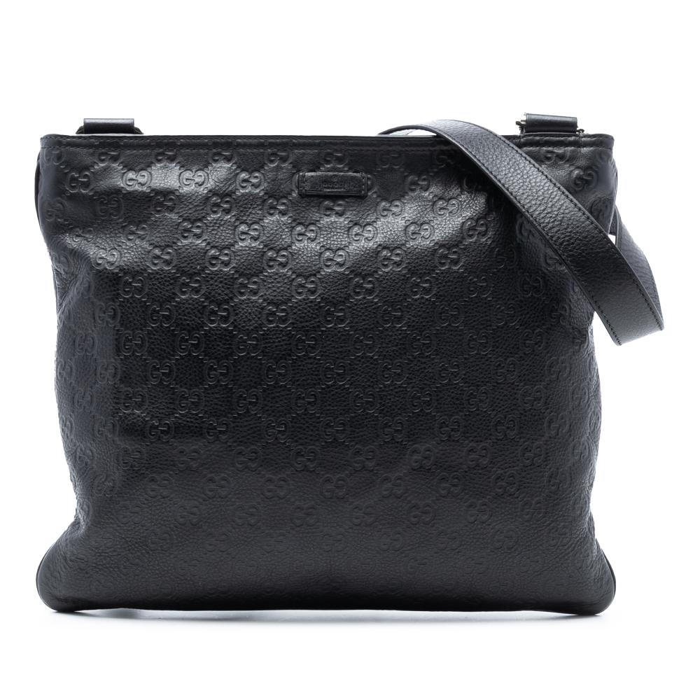 Gucci B Gucci Black Calf Leather Guccissima Crossbody Italy