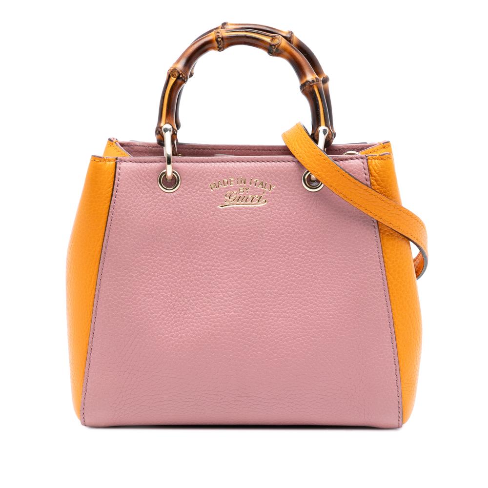 Gucci AB Gucci Pink Calf Leather Mini Bicolor skin Bamboo Shopper Satchel Italy