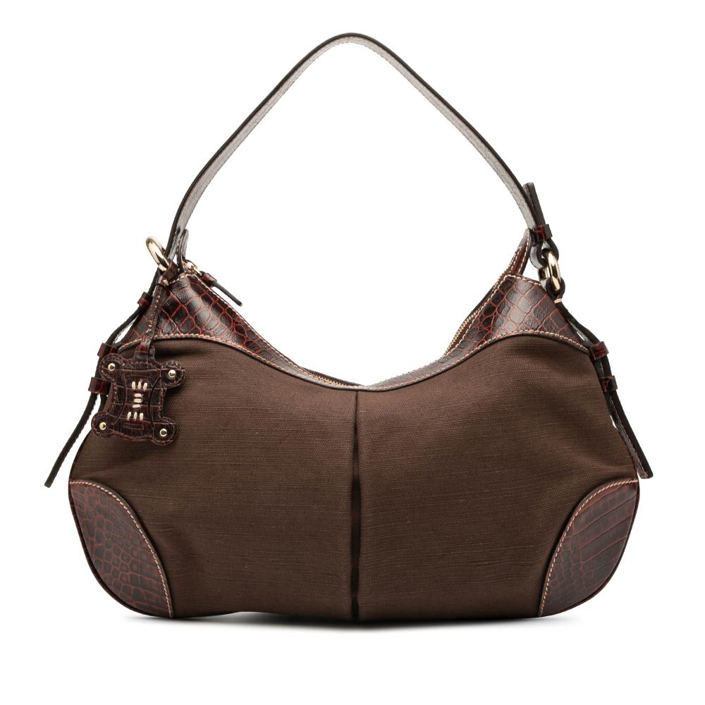 Celine B Celine Brown Dark Brown Canvas Fabric Hobo China