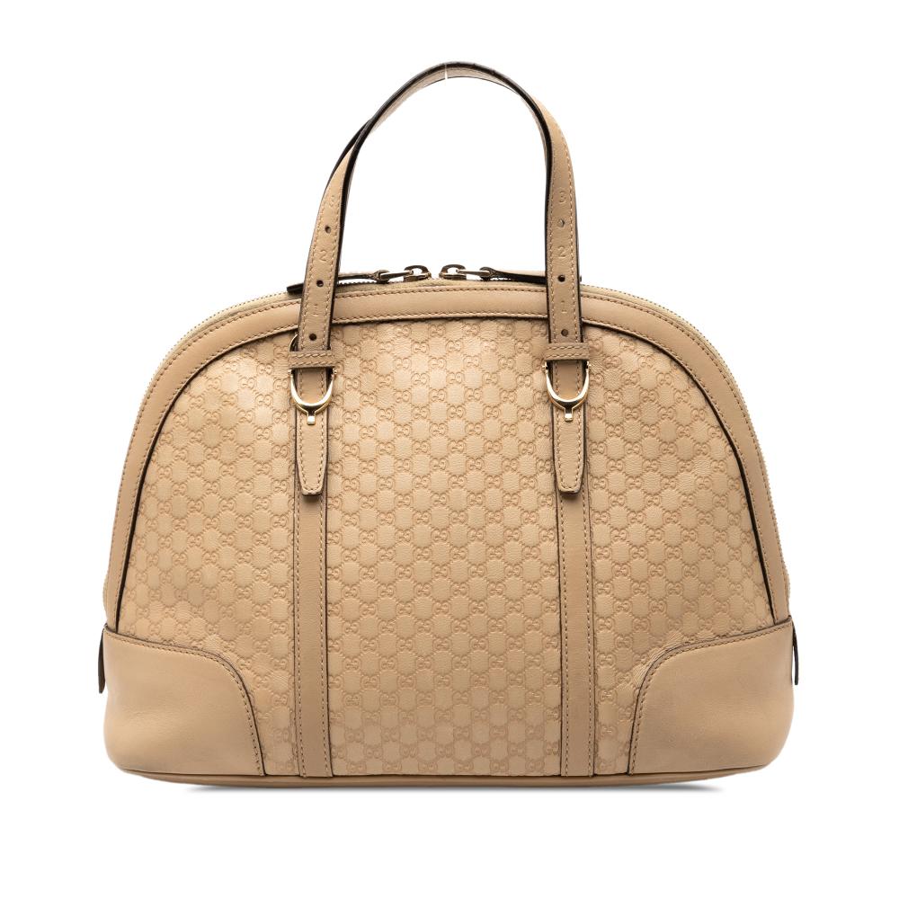 Gucci B Gucci Brown Beige Calf Leather Small Microguccissima Nice Dome Satchel Italy