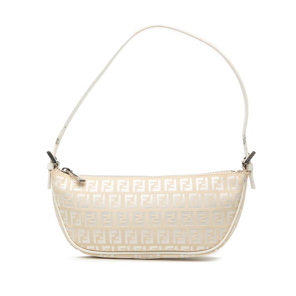 Fendi B Fendi Brown Light Beige Canvas Fabric Zucchino Shoulder Bag Italy