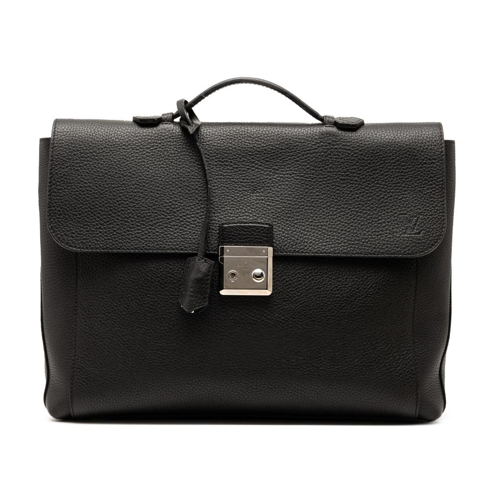 Louis Vuitton B Louis Vuitton Black Calf Leather Taurillon Serviette Dorian Briefcase France
