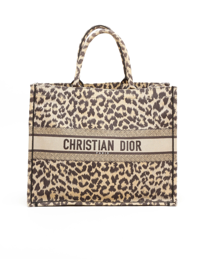Christian Dior Large Leopard Mizza Book Tote Bag