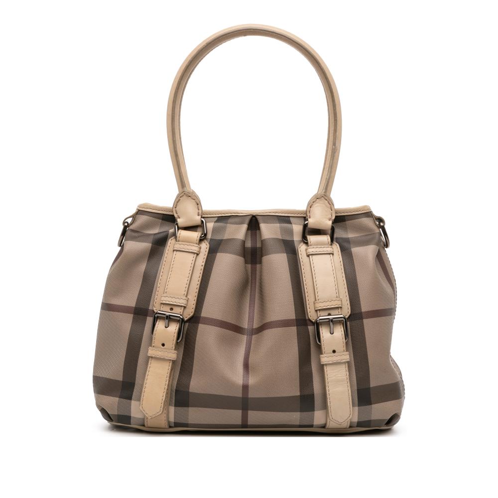 Burberry B Burberry Brown Beige Coated Canvas Fabric Small Smoke Check Northfield Satchel China