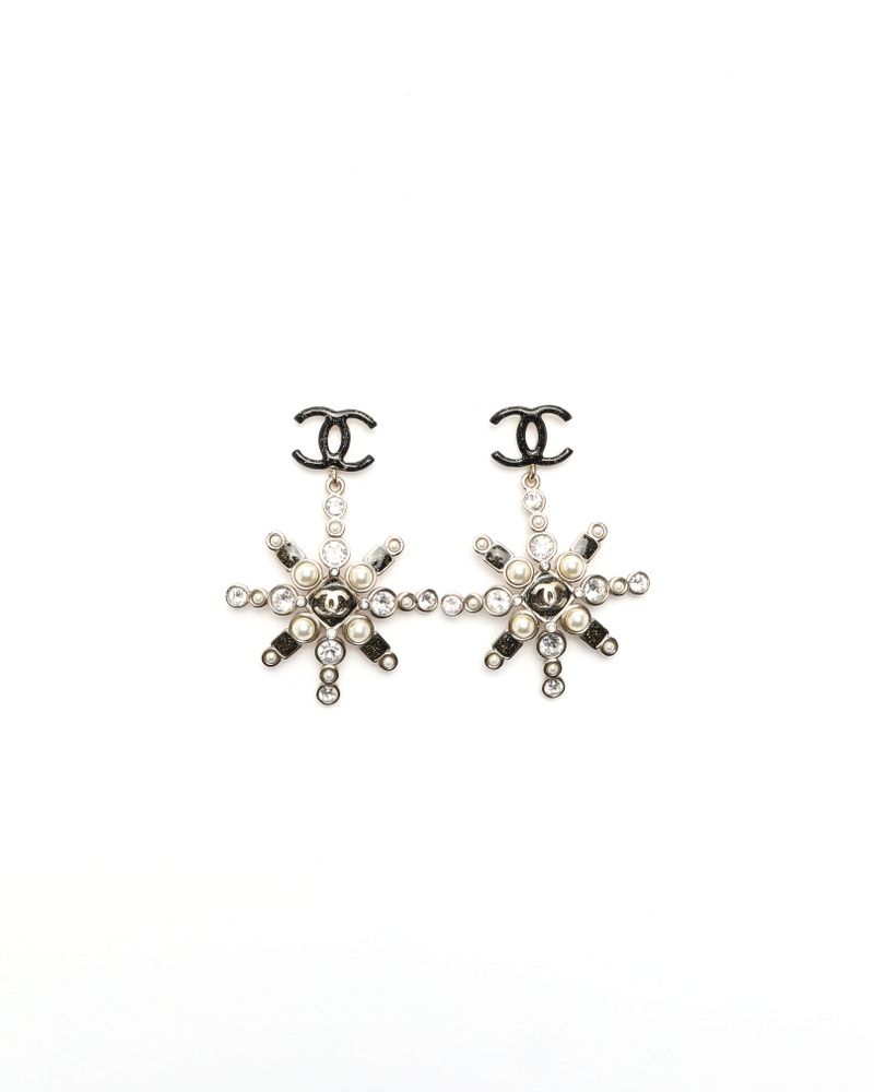 Chanel Coco Mark Rhinestone Dangling Earrings