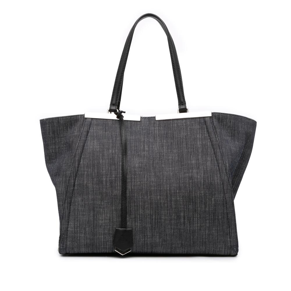 Fendi B Fendi Black Denim Fabric 3Jours Tote Italy