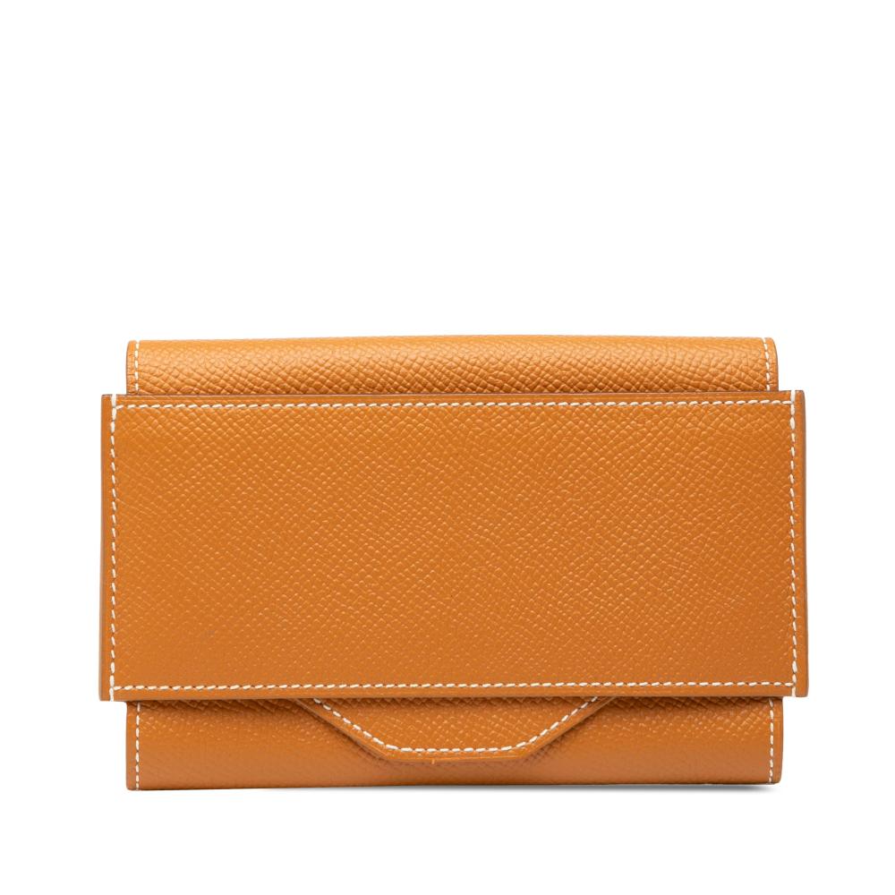 Hermès AB Hermès Brown Calf Leather Epsom Passant Long Wallet France
