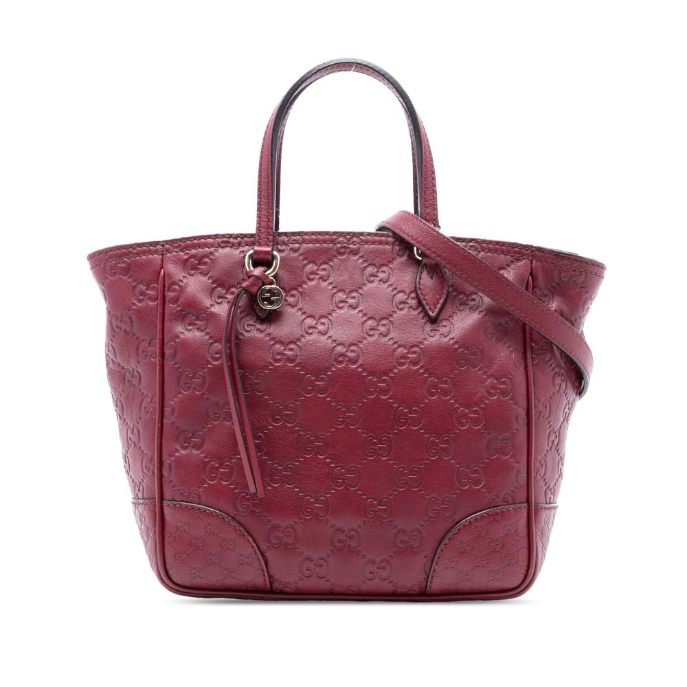 Gucci B Gucci Red Maroon Calf Leather Small Guccissima Bree Satchel Italy