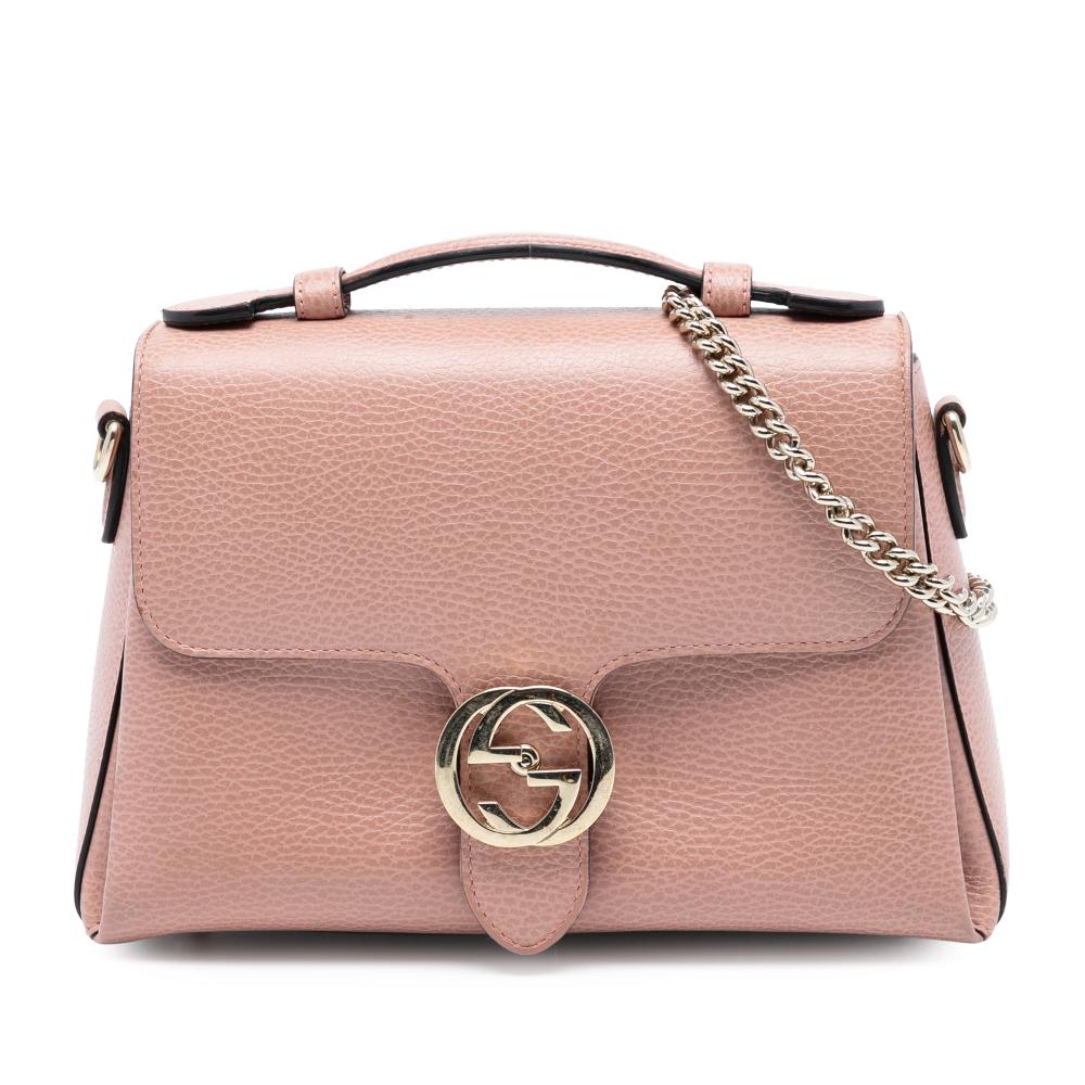 Gucci B Gucci Pink Calf Leather Small Dollar skin Interlocking G Satchel Italy