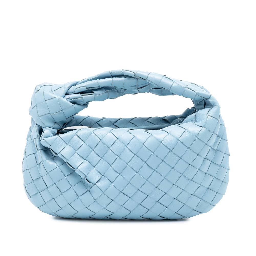 Bottega Veneta B Bottega Veneta Blue Light Blue Nappa Leather Leather Mini Nappa Intrecciato Jodie Italy