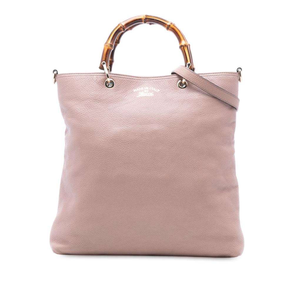 Gucci AB Gucci Pink Light Pink Calf Leather Tall Bamboo Shopper Tote Italy