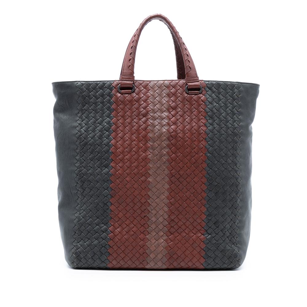 Bottega Veneta Gray Tricolor Nappa Intrecciato Convertible Tote Italy