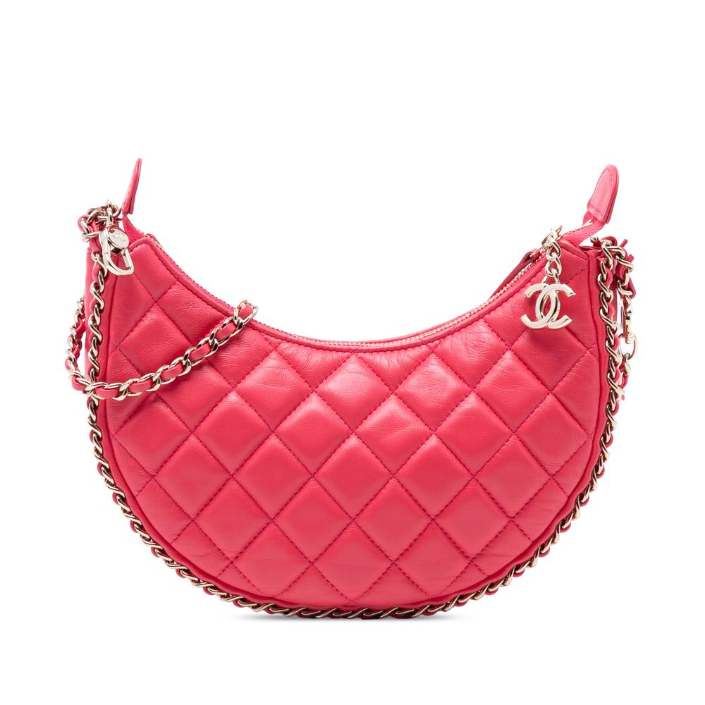 Chanel B Chanel Pink Blush Lambskin Leather Leather Small Quilted Lambskin Chain Around Hook Hobo Bag Italy