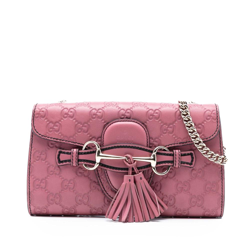 Gucci AB Gucci Pink Calf Leather Small Guccissima Emily Crossbody Italy
