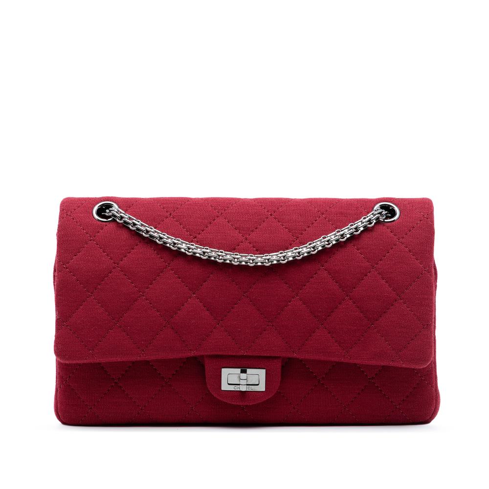 Chanel AB Chanel Red Dark Red Cotton Fabric Reissue 2.55 Quilted Jersey Double Flap 226 France