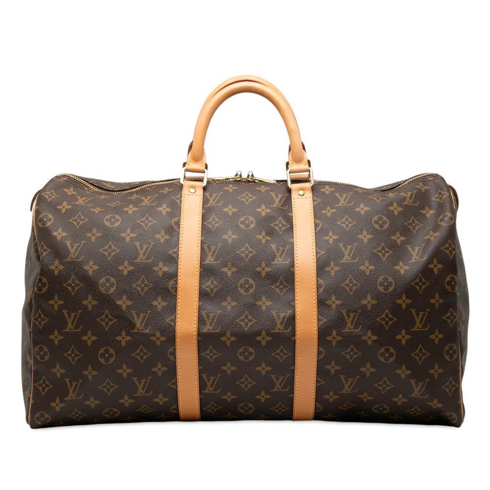 Louis Vuitton B Louis Vuitton Brown Monogram Canvas Fabric Monogram Keepall 50 France
