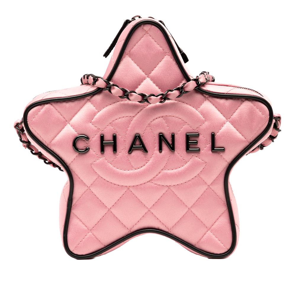 Chanel B Chanel Pink Satin Fabric Quilted Walk Of Fame Star Crossbody France