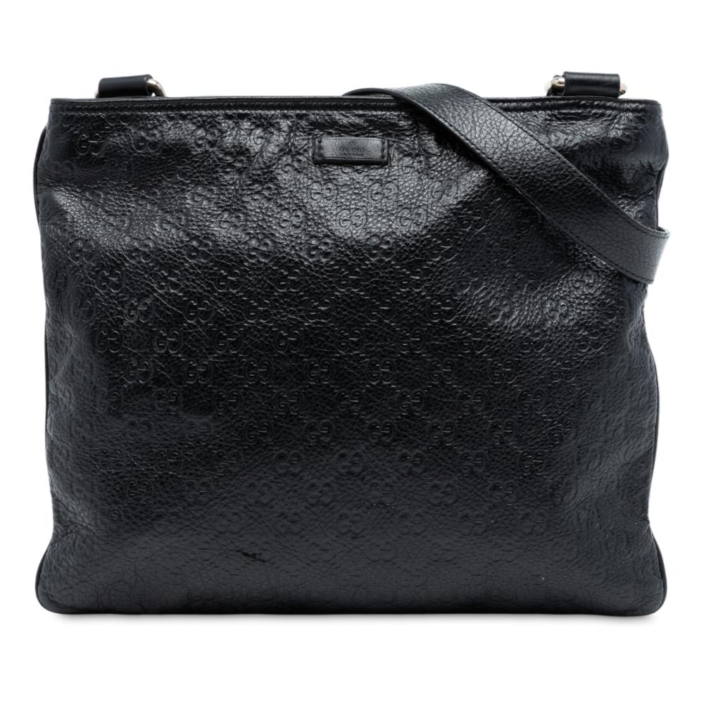 Gucci B Gucci Black Calf Leather Guccissima Crossbody Italy