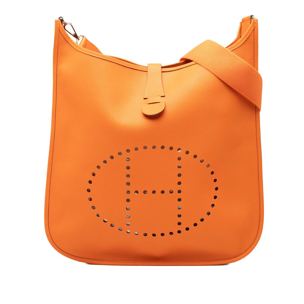 Hermès AB Hermès Orange Calf Leather Epsom Evelyne II TGM France