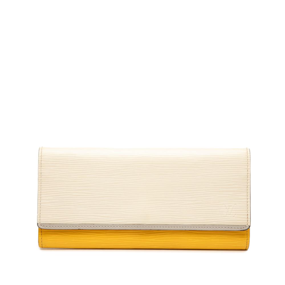 Louis Vuitton B Louis Vuitton White Off White Epi Leather Leather Tricolor Epi Flore Long Wallet France