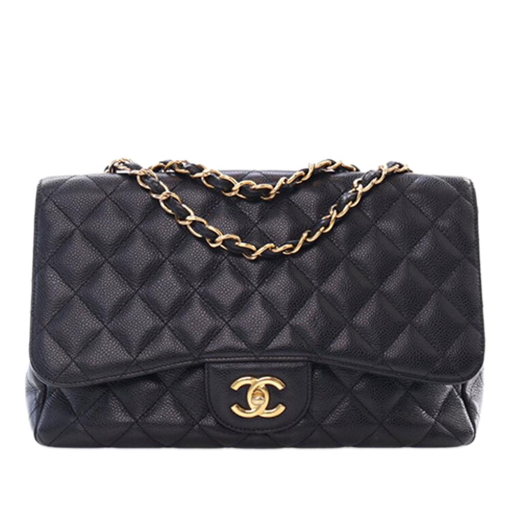 Chanel B Chanel Black Caviar Leather Leather Jumbo Classic Caviar Single Flap Italy