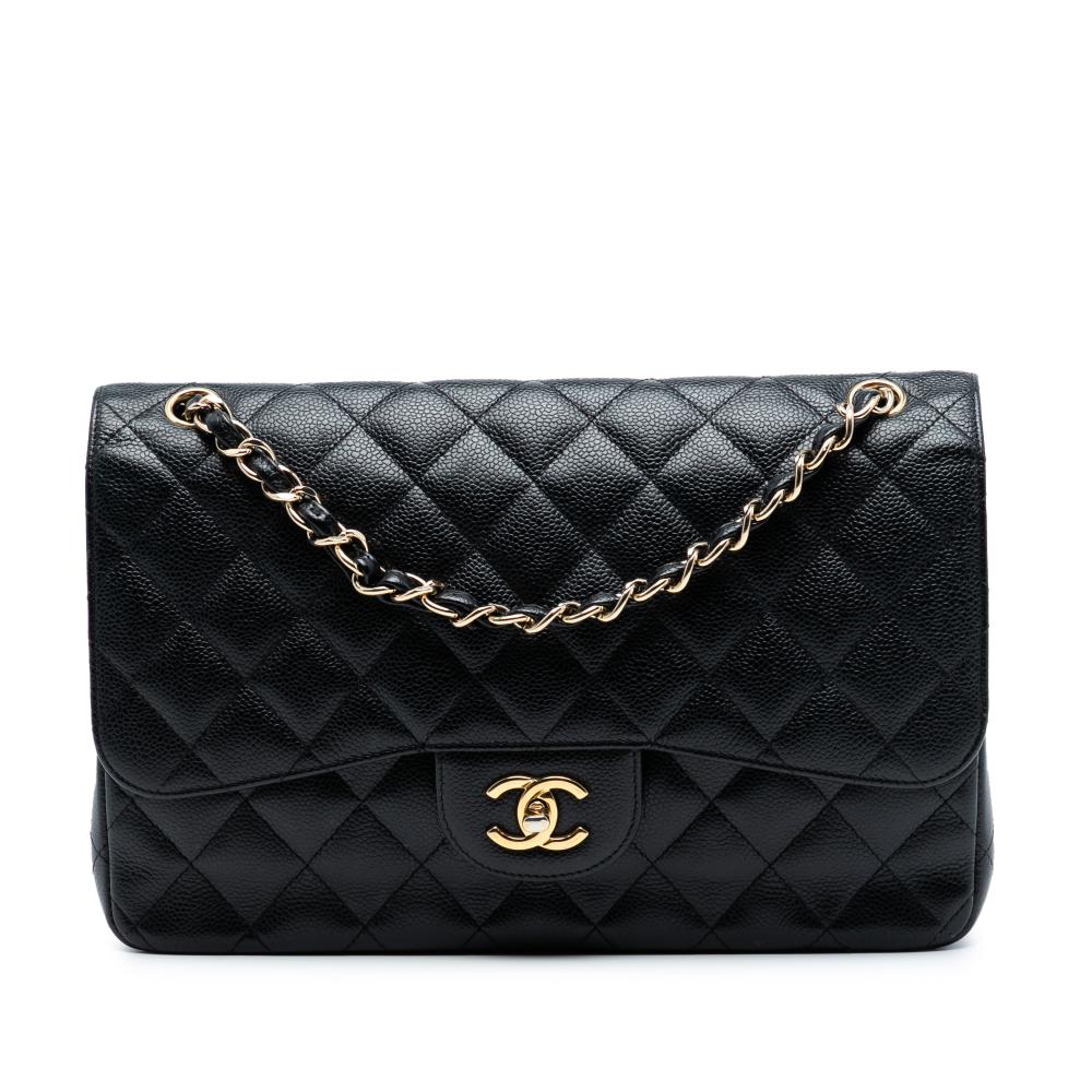 Chanel B Chanel Black Caviar Leather Leather Jumbo Classic Caviar Double Flap Italy