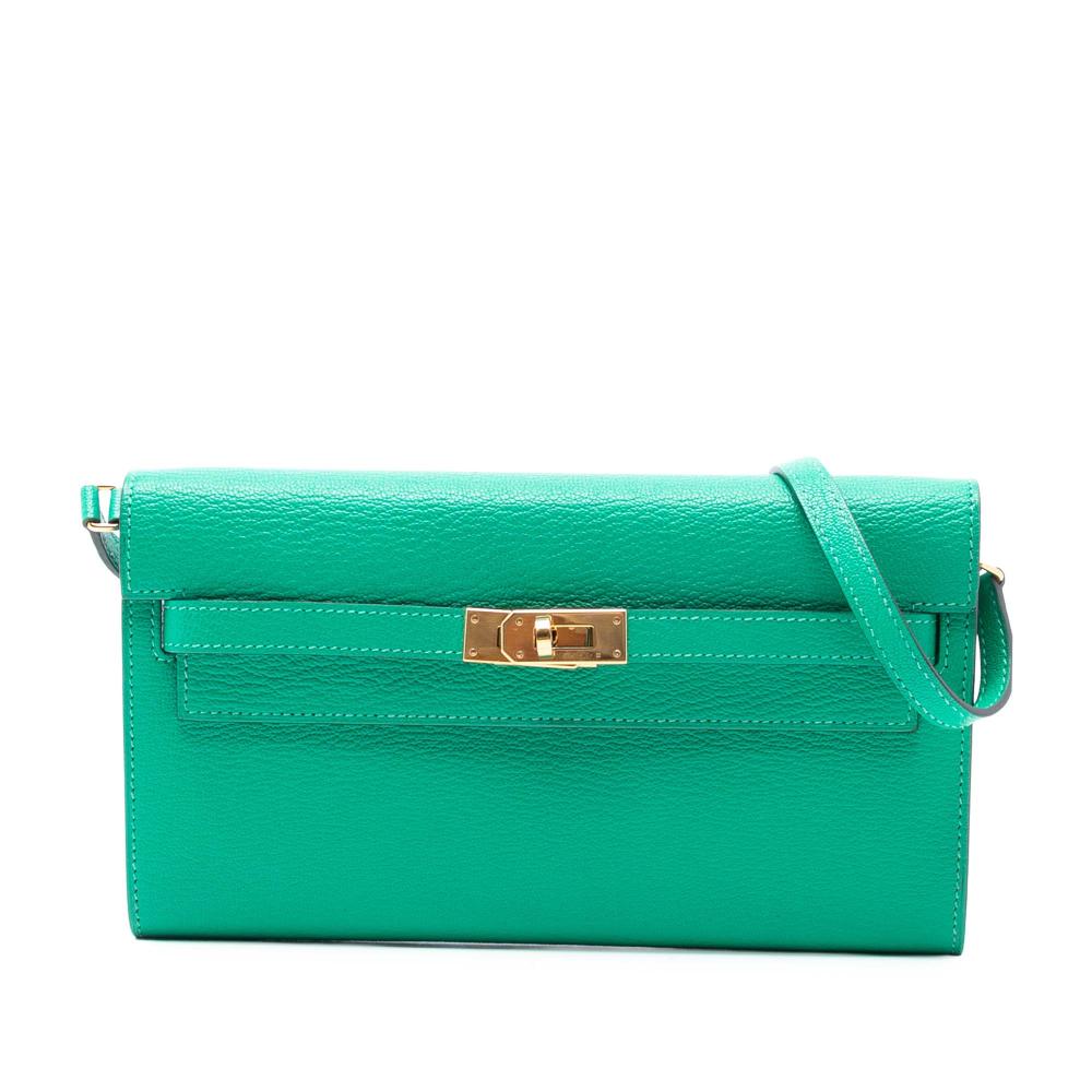 Hermès AB Hermès Green Goatskin Leather Chevre Mysore Kelly To Go Wallet France