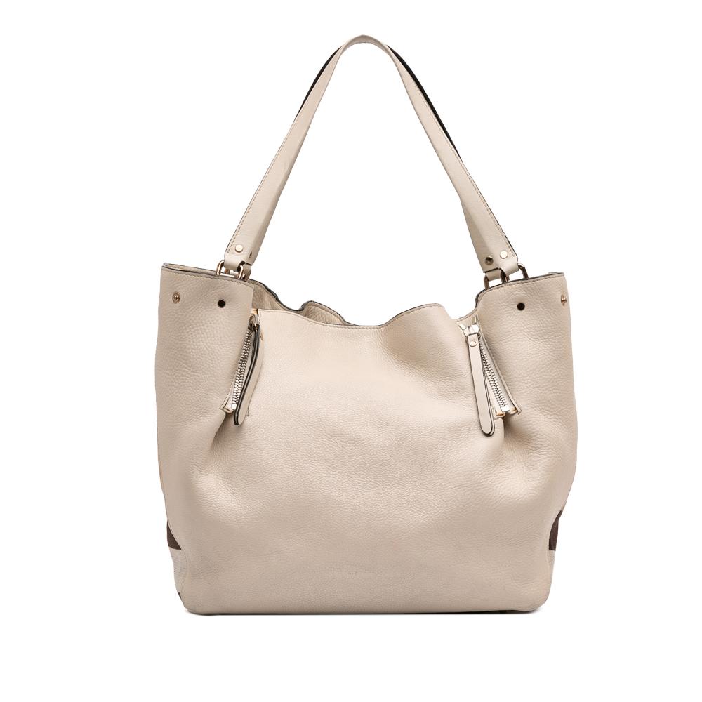 Burberry B Burberry Brown Light Beige Calf Leather Medium and House Check Canvas Maidstone Satchel China