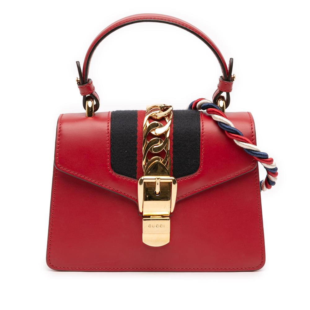 Gucci B Gucci Red Calf Leather Mini skin Sylvie Satchel Italy