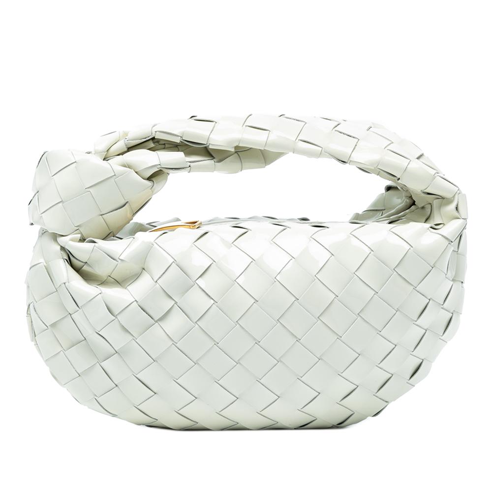 Bottega Veneta AB Bottega Veneta White Patent Leather Leather Mini Patent Intrecciato Jodie Italy