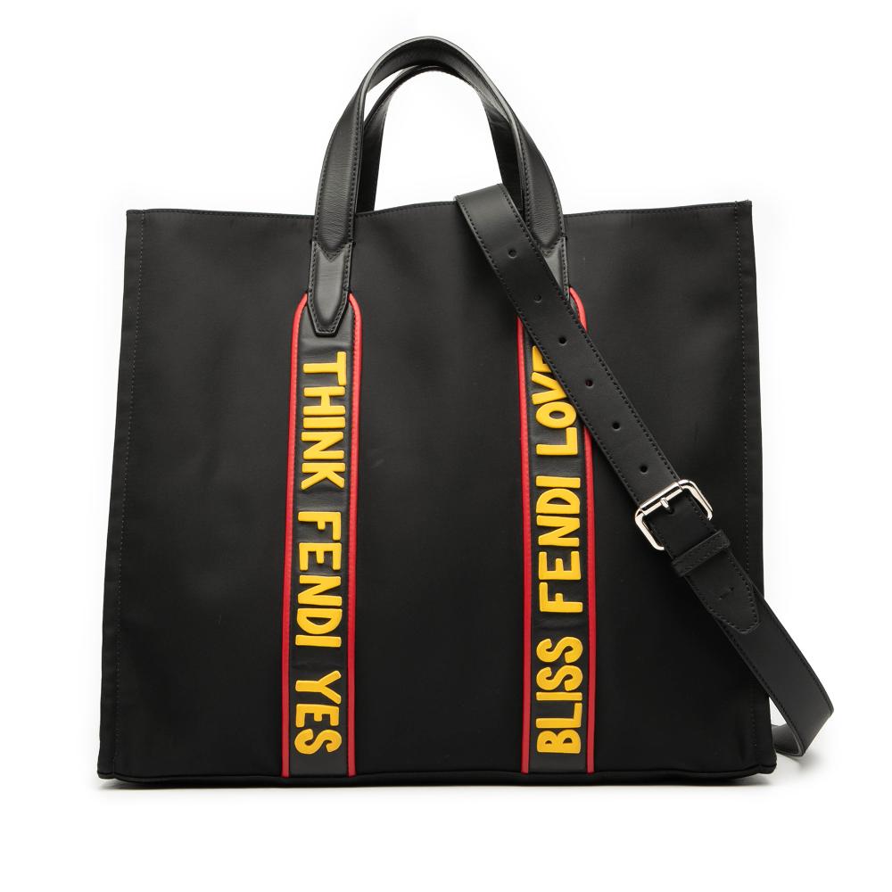 Fendi B Fendi Black Nylon Fabric Large Think Fendi Yes Shopper Tote Italy